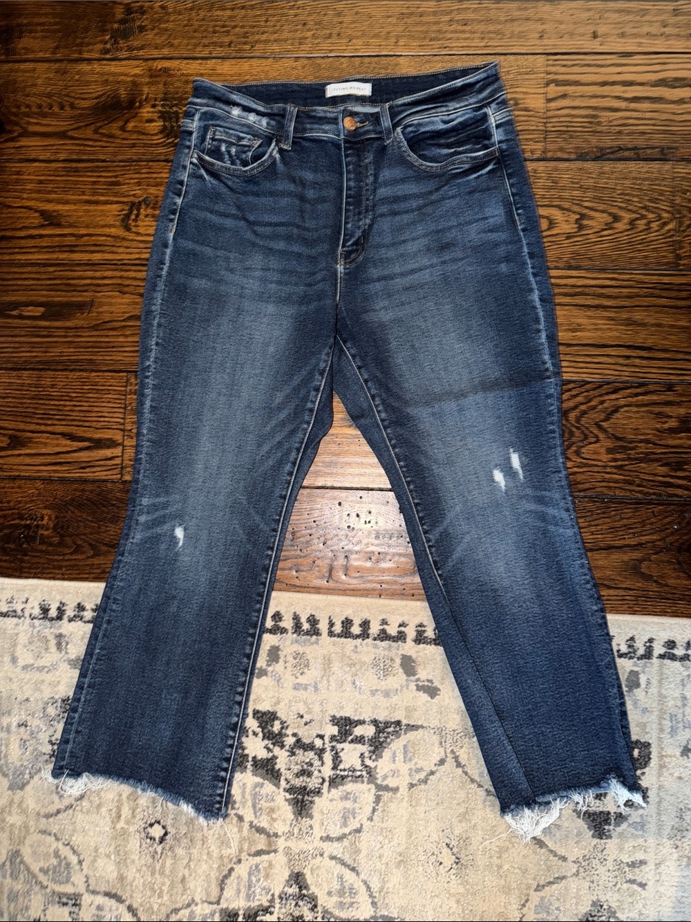 Flying Monkey Dark Blue Distressed Cropped Jeans